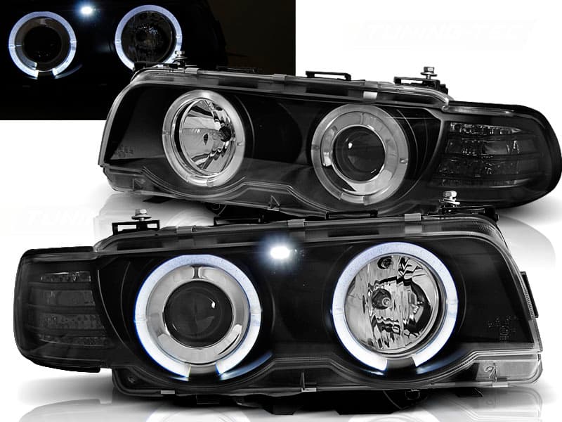 Predné svetlá BMW 7 E38 98-01 H7/H1 Angel Eyes Black