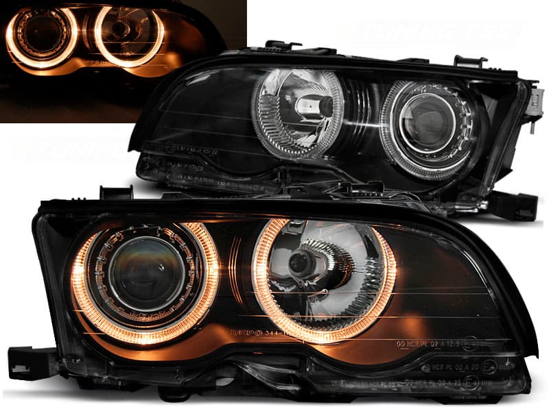 Predné svetlá BMW E46 Coupe/Cabrio 01-03 Angel Eyes Black