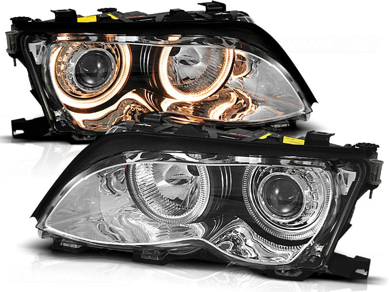 Predné svetlá BMW E46 Sedan/Touring 01-05 Angel Eyes Chrome - 85