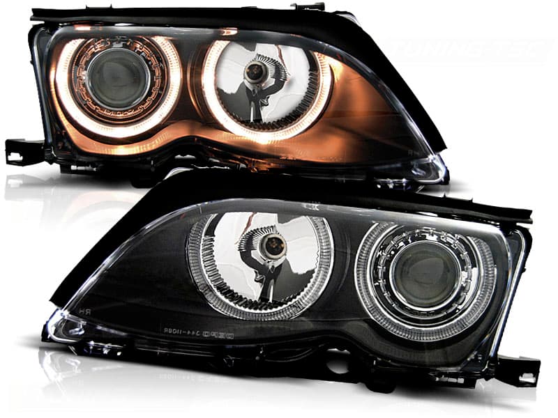 Predné svetlá BMW E46 Sedan/Touring 01-05 Angel Eyes Black - 86
