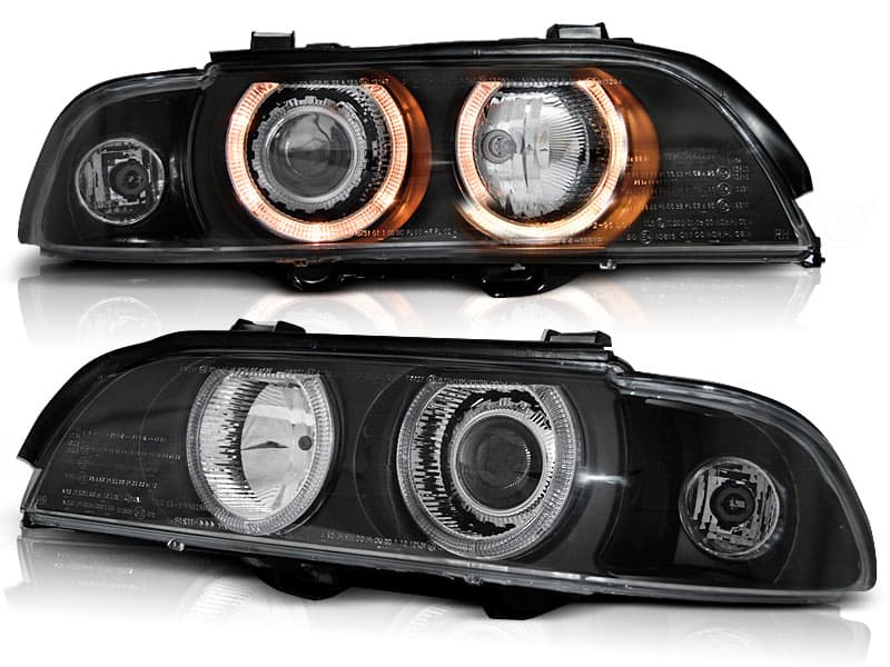 Predné svetlá BMW E39 Xenón Angel Eyes Black - 92