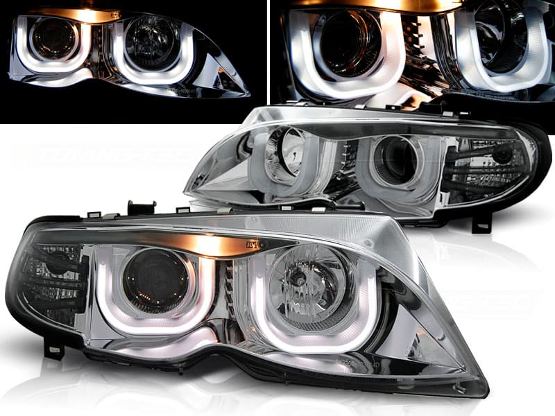 Predné svetlá BMW E46 01-05 3D Angel Eyes Chrome