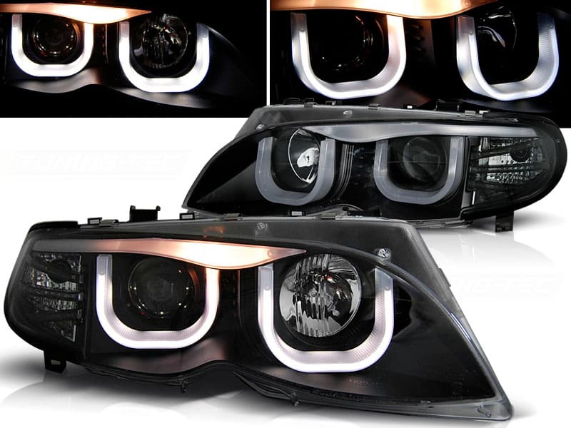 Predné svetlá BMW E46 01-05 3D Angel Eyes Black