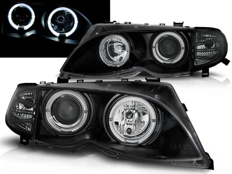 Predné svetlá BMW E46 Sedan/Touring 01-05 Angel Eyes Black - A0
