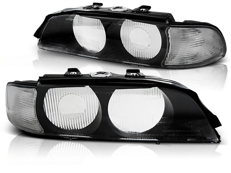 Predné sklá svetiel BMW E39 95-00 D2S Black White