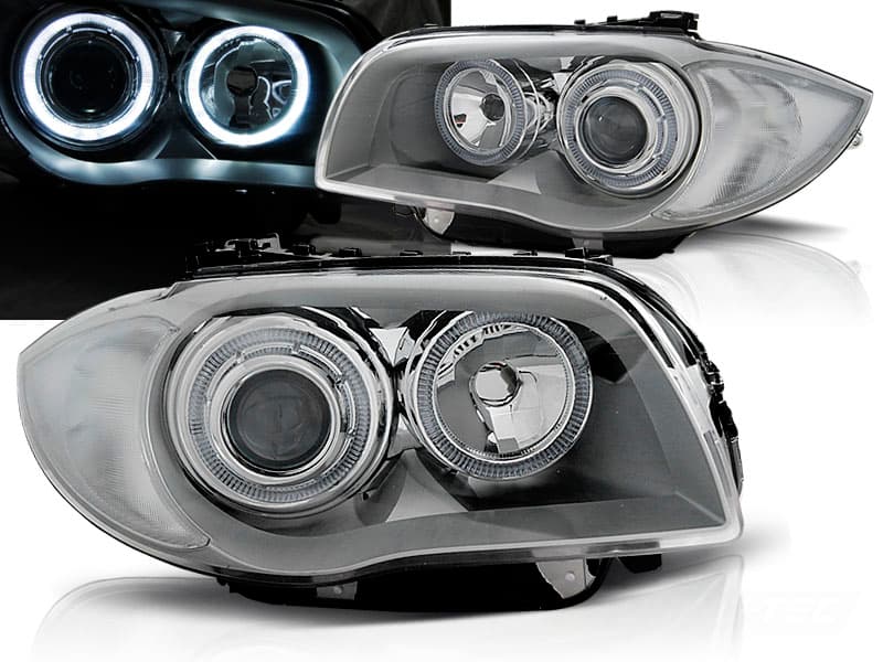 Predné svetlá BMW 1 E81/E87 Angel Eyes Chrome - D4