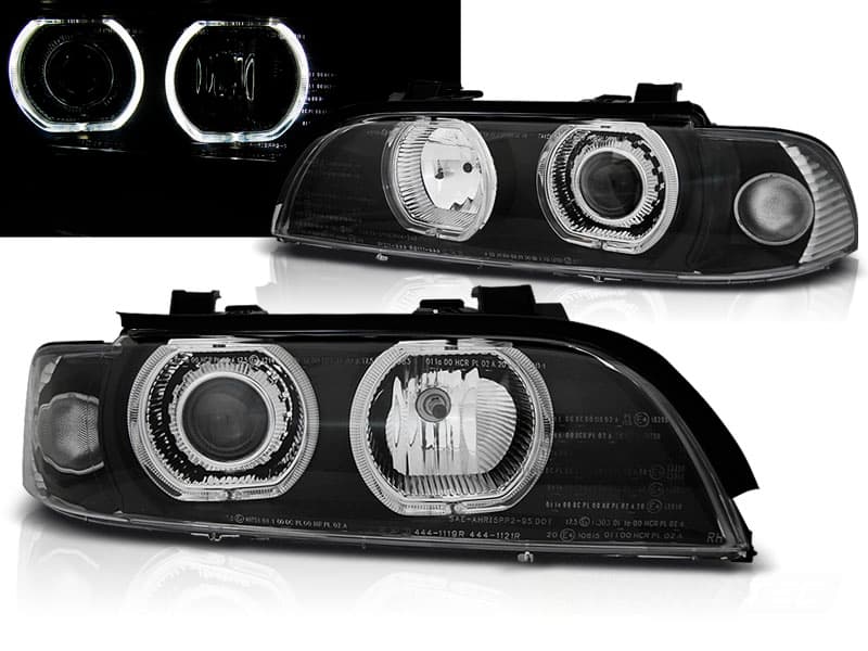 Predné svetlá BMW E39 Halogen Angel Eyes Black