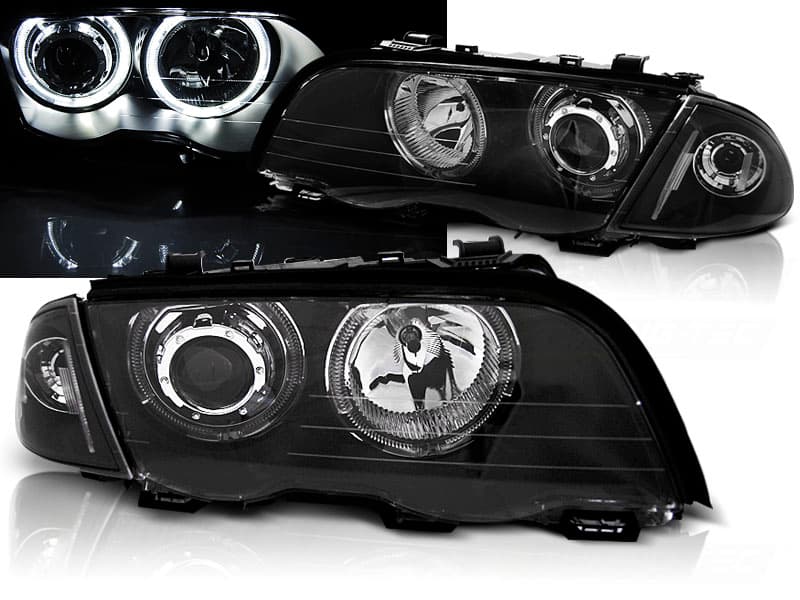 Predné svetlá BMW E46 98-01 Angel Eyes Black