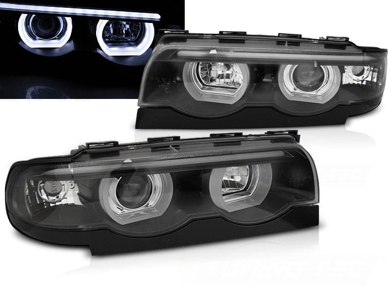 Predné svetlá BMW E38 98-01 3D Angel Eyes Black