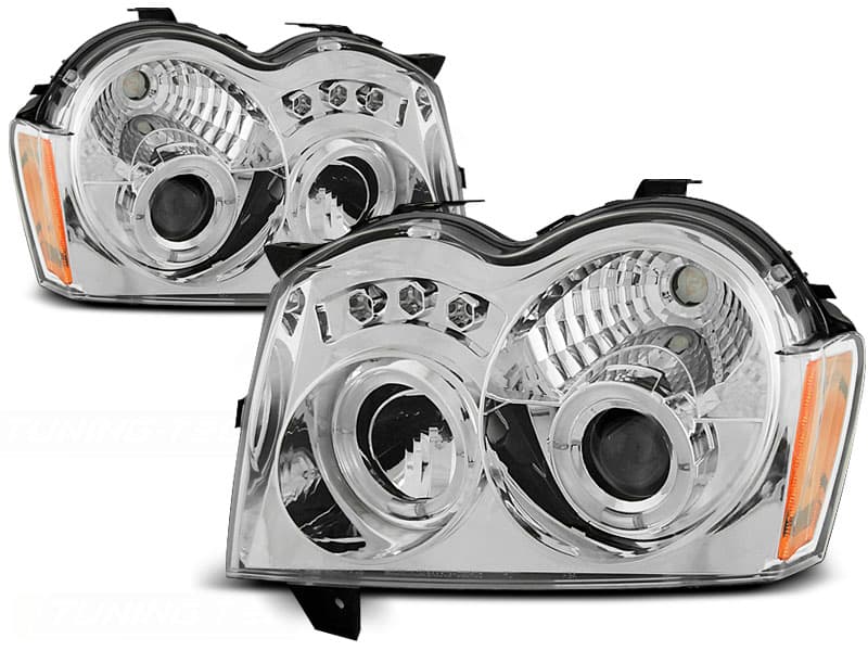 Predné svetlá Jeep Grand Cherokee 05-08 Angel Eyes Chrome
