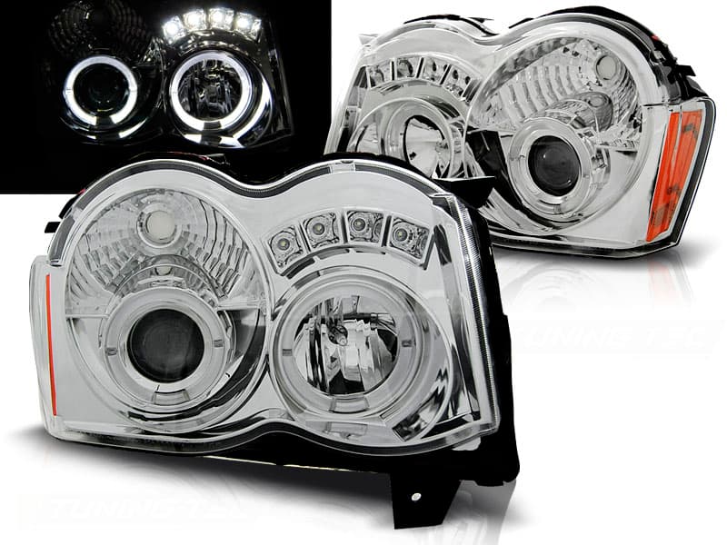 Predné svetlá Jeep Grand Cherokee 08-10 Angel Eyes Chrome