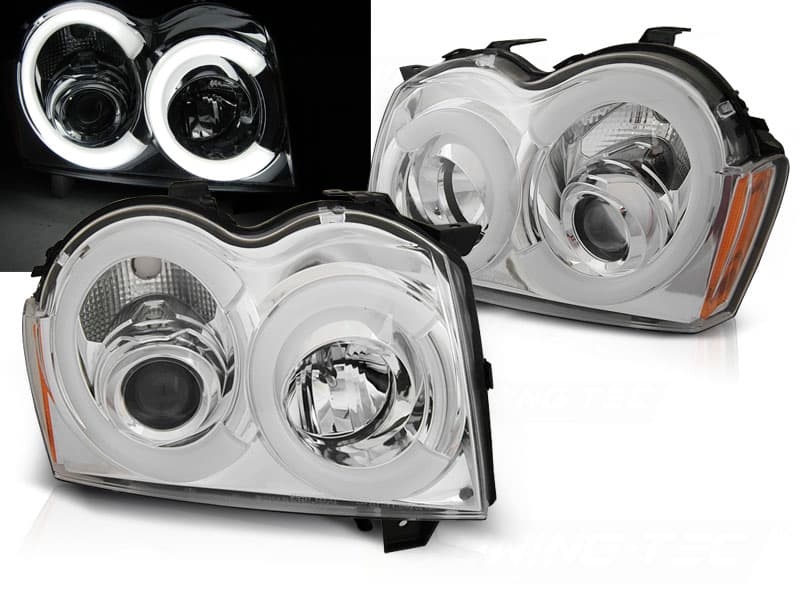 Predné svetlá Jeep Grand Cherokee 05-08 Tube Light Chrome