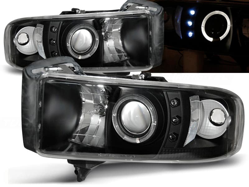 Predné svetlá Dodge Ram 94-01 Angel Eyes Black