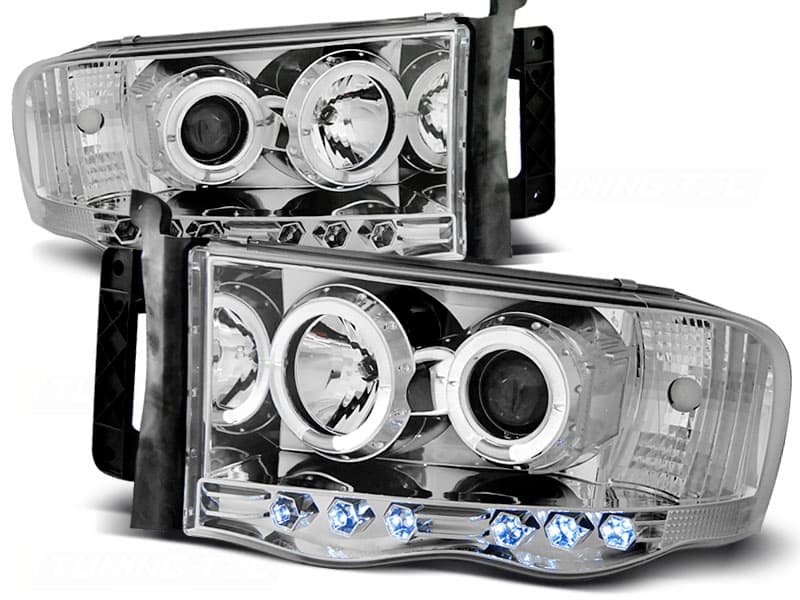 Predné svetlá Dodge Ram 02-06 Angel Eyes Chrome