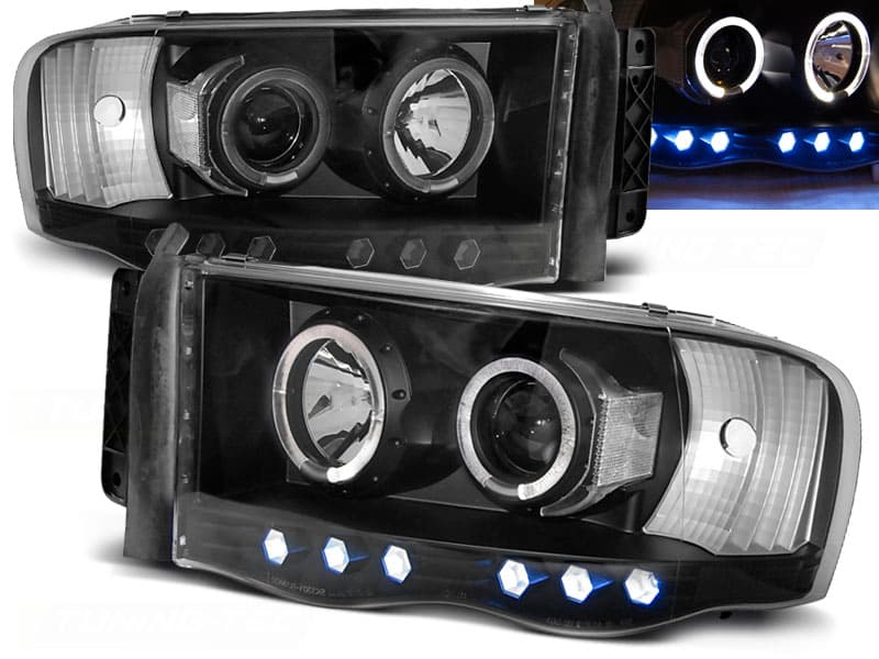 Predné svetlá Dodge Ram 02-06 Angel Eyes Black