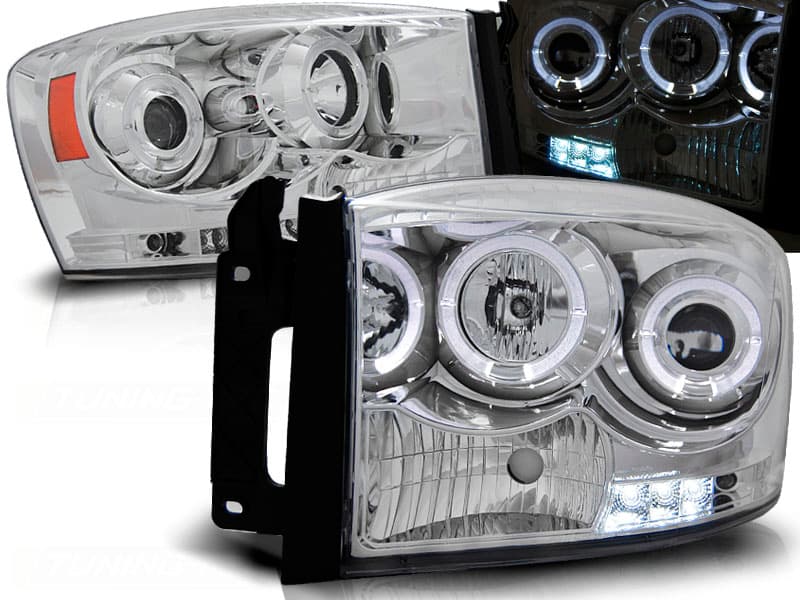 Predné svetlá Dodge Ram 06-08 Angel Eyes Chrome
