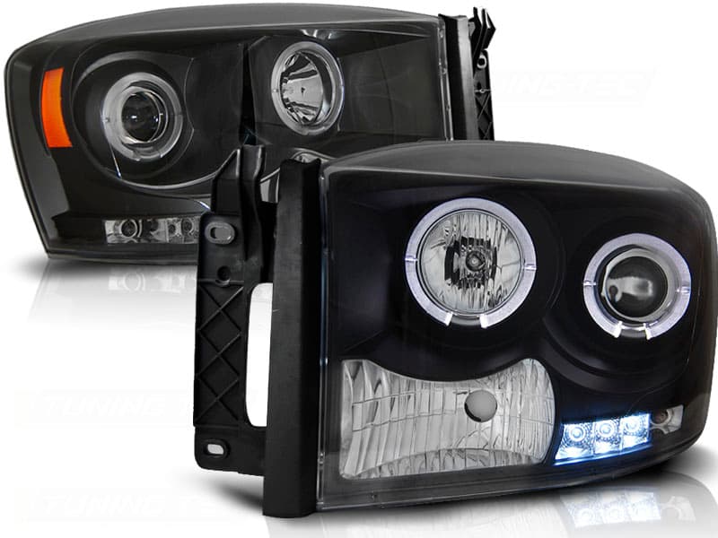 Predné svetlá Dodge Ram 06-08 Angel Eyes Black