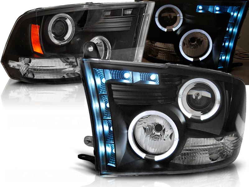 Predné svetlá Dodge Ram 09-18 Angel Eyes Black