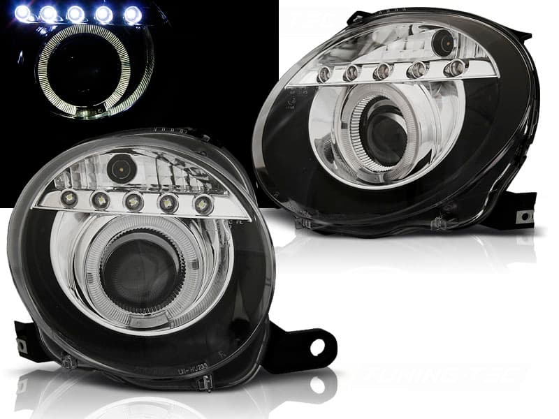 Predné svetlá Fiat 500 07-15 Projector LED Black