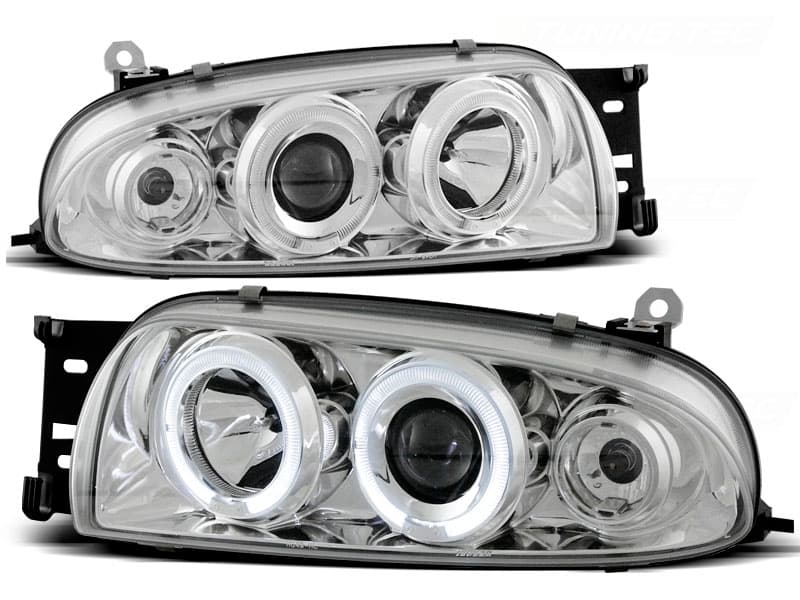 Predné svetlá Ford Fiesta 96-99 Angel Eyes Chrome