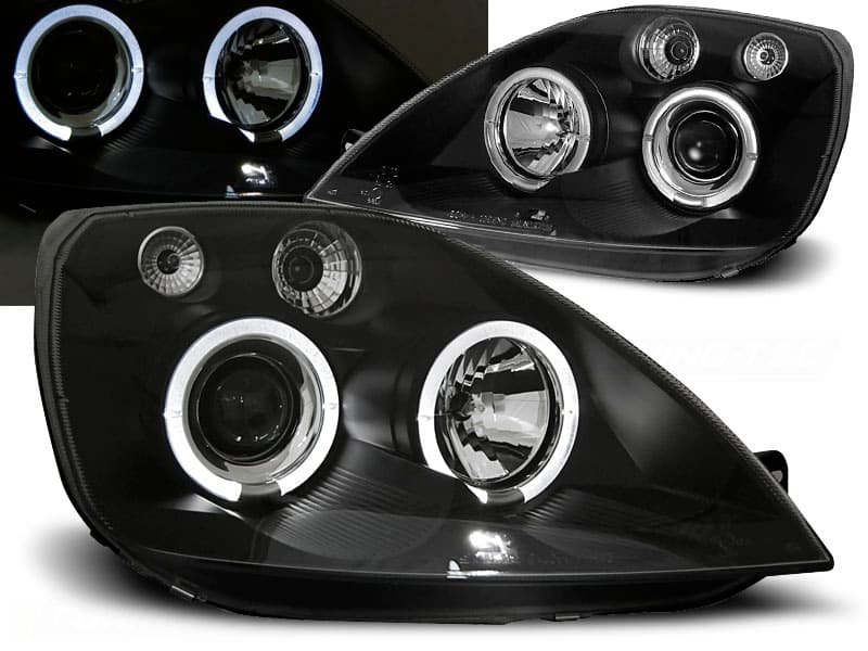 Predné svetlá Ford Fiesta MK6 02-05 Angel Eyes Black