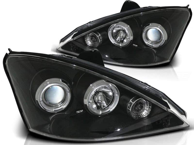 Predné svetlá Ford Focus 98-01 Angel Eyes Black - 10