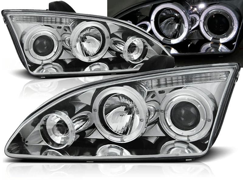 Predné svetlá Ford Focus 04-08 Angel Eyes Chrome