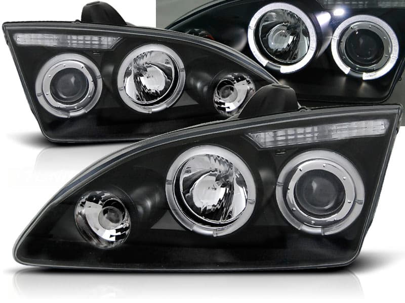 Predné svetlá Ford Focus 04-08 Angel Eyes Black