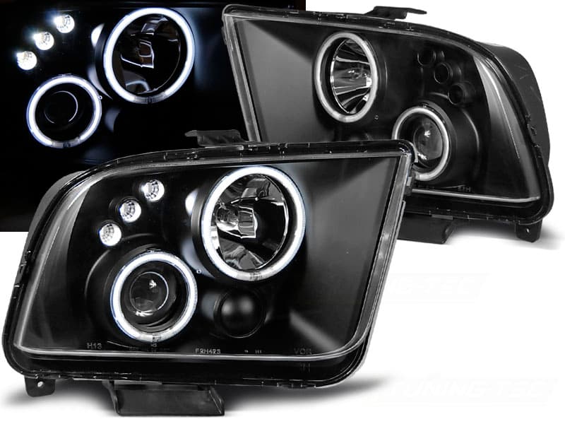 Predné svetlá Ford Mustang 04-09 Angel Eyes Black