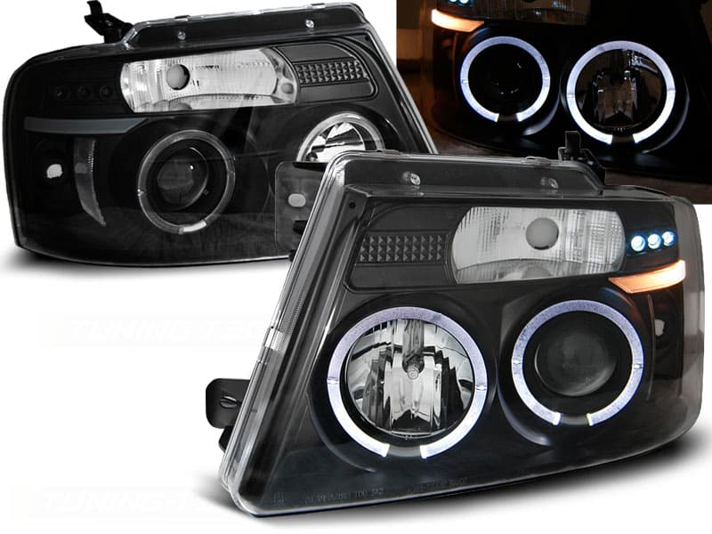 Predné svetlá Ford F150 MK11 04-08 Angel Eyes Black