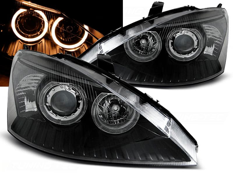 Predné svetlá Ford Focus 98-01 Angel Eyes Black - 42
