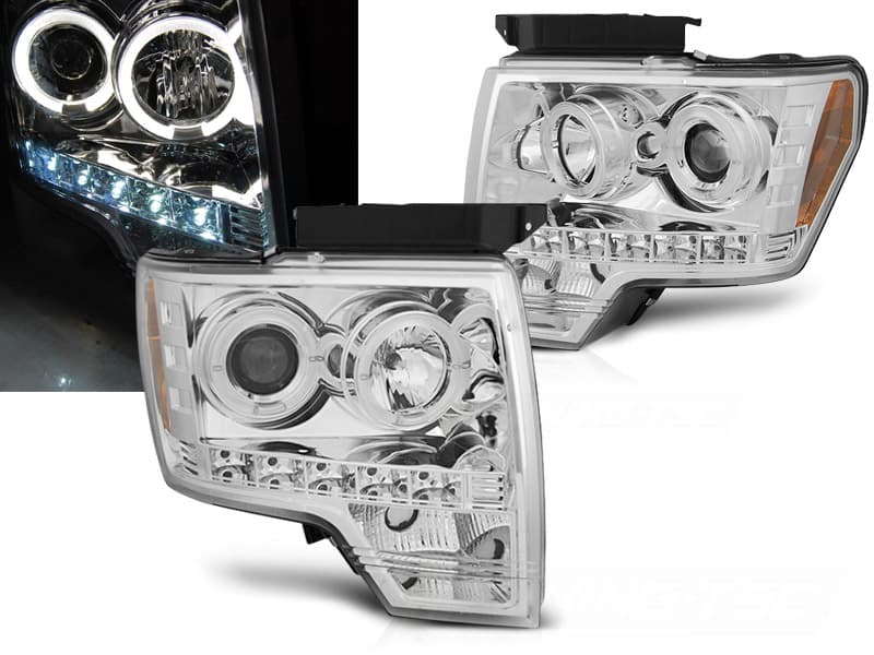 Predné svetlá Ford F150 MK12 Angel Eyes Chrome