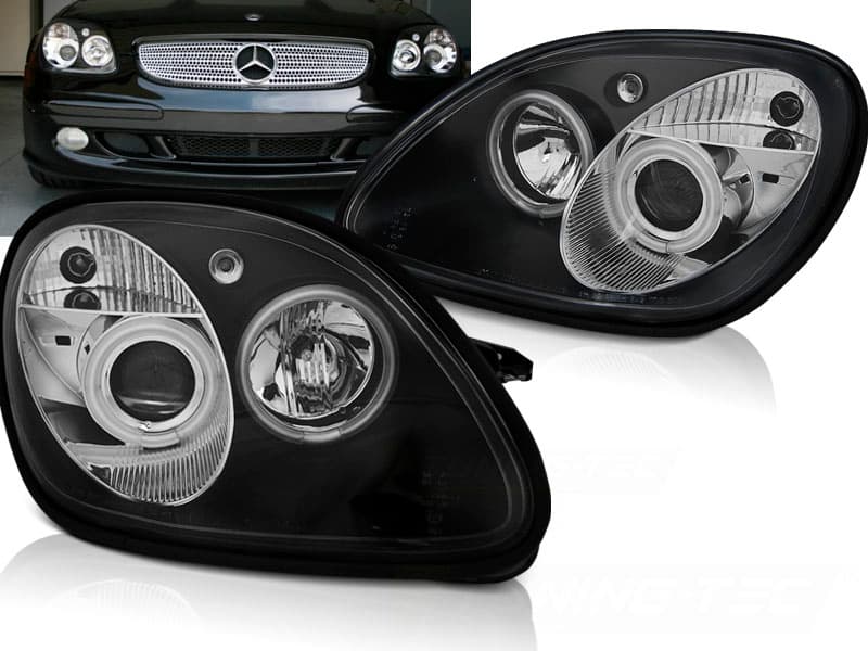 Predné svetlá Mercedes SLK R170 96-04 Angel Eyes Black