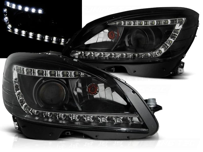 Predné svetlá Mercedes W204 07-10 Xenón Devil Eyes Black