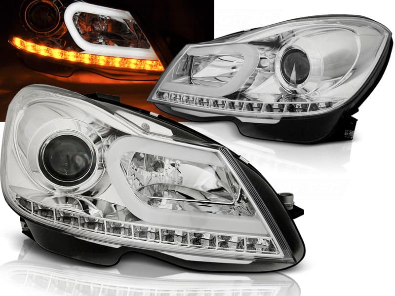 Predné svetlá Mercedes W204 11-14 Tube Light Chrome