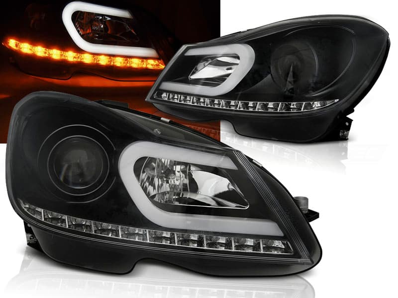 Predné svetlá Mercedes W204 11-14 Tube Light Black