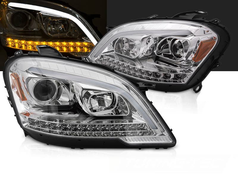 Predné svetlá Mercedes W164 ML 09-11 Tube Light Chrome
