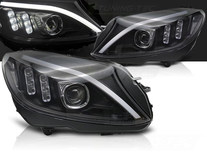 Predné svetlá Mercedes C W205 14-18 Tube LED Black