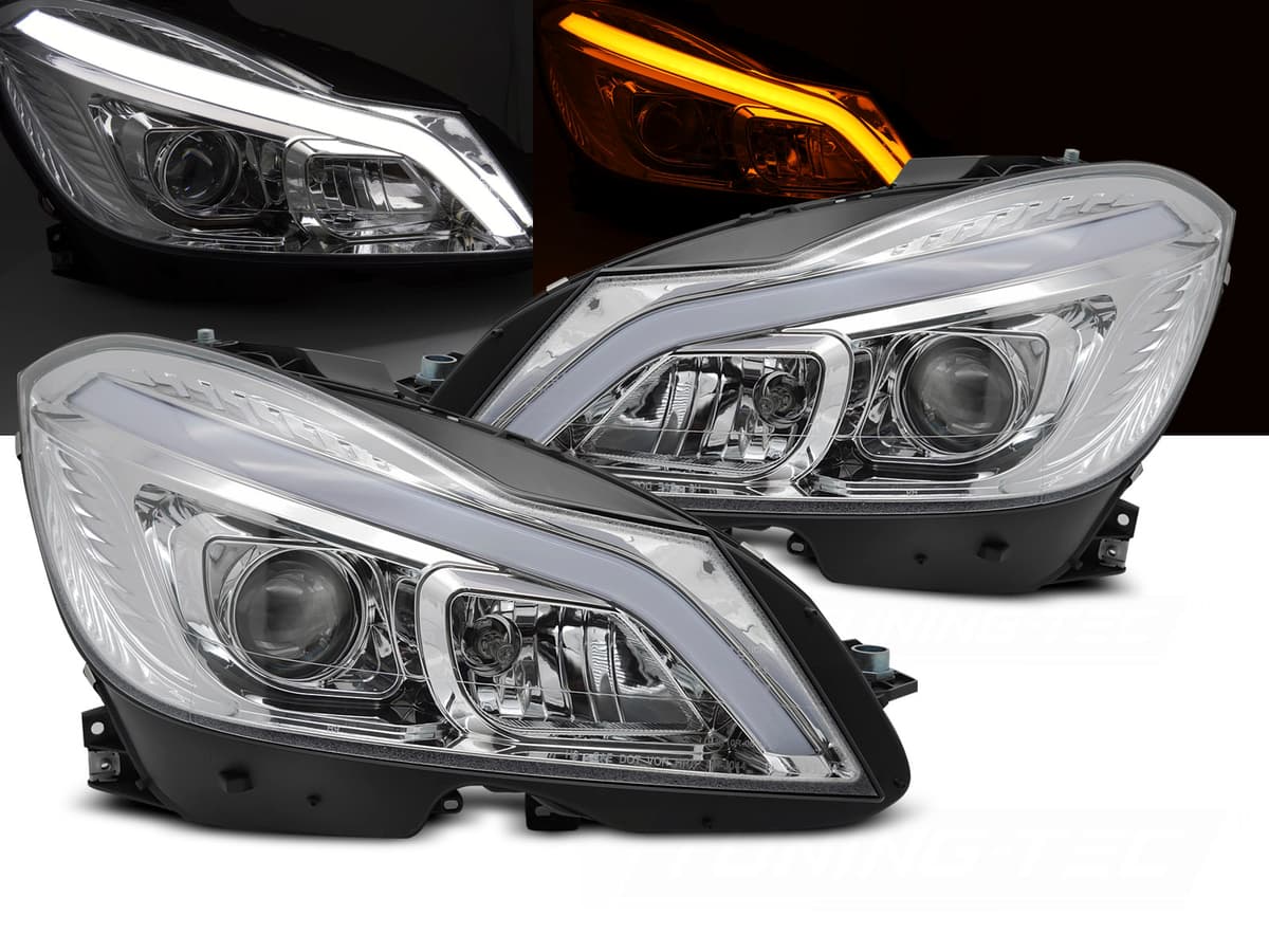 Predné svetlá Mercedes W204 11-14 Dynamic Chrome