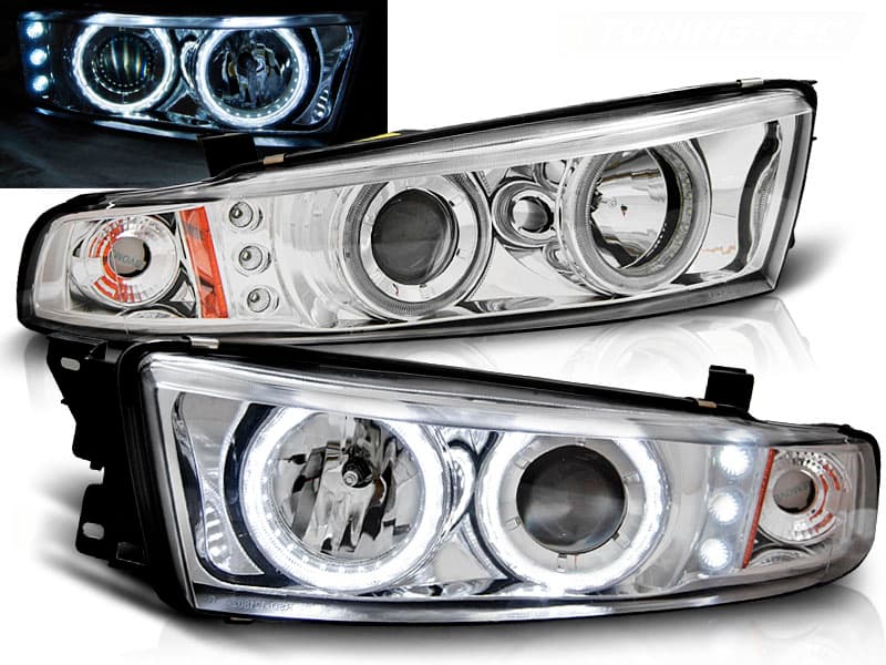 Predné svetlá Mitsubishi Galant 8 EA0 96-06 Angel Eyes Chrome