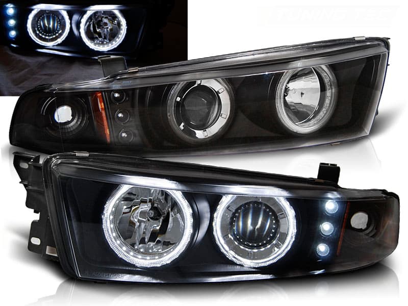 Predné svetlá Mitsubishi Galant 8 EA0 96-06 Angel Eyes Black