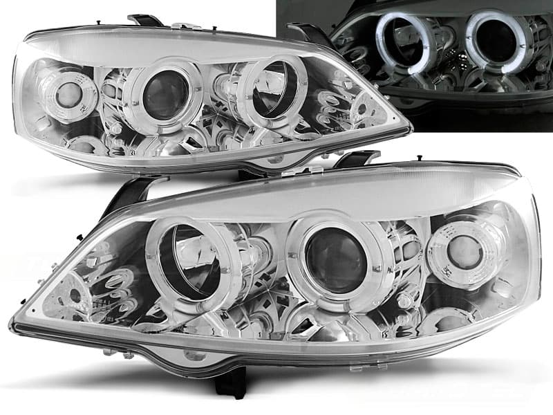 Predné svetlá Opel Astra G 97-04 Angel Eyes Chrome - 12
