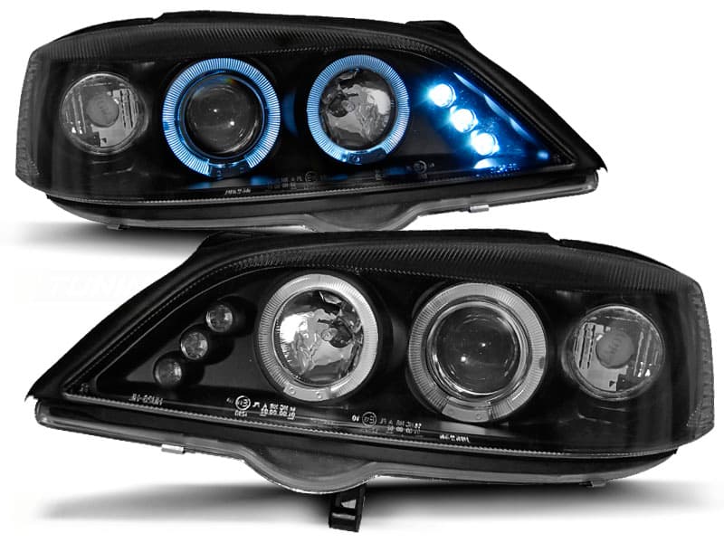 Predné svetlá Opel Astra G 97-04 Angel Eyes Black - 18