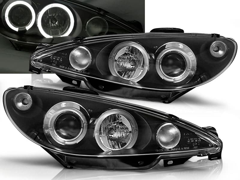 Predné svetlá Peugeot 206 02-08 Angel Eyes Black - 03