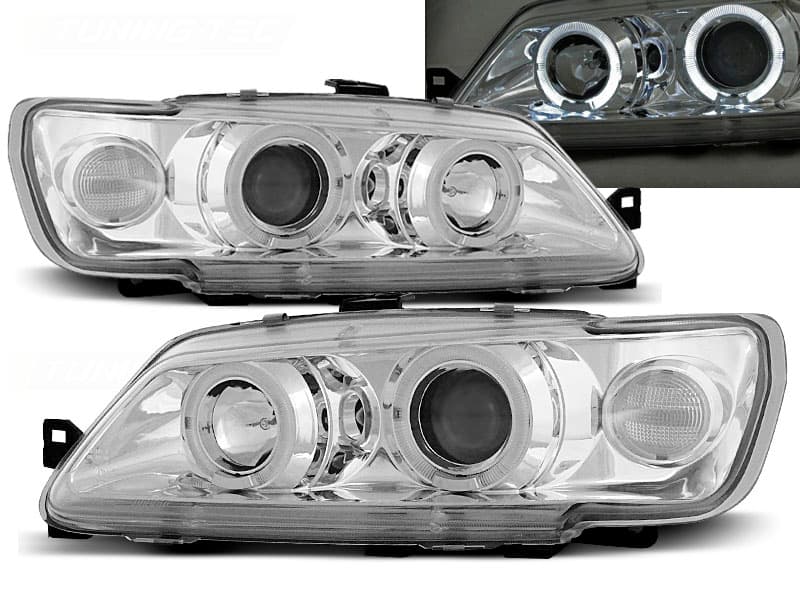 Predné svetlá Peugeot 306 93-97 Angel Eyes Chrome