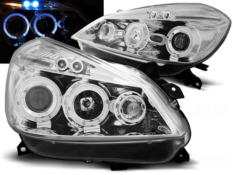 Predné svetlá Renault Clio 05-09 Angel Eyes Chrome