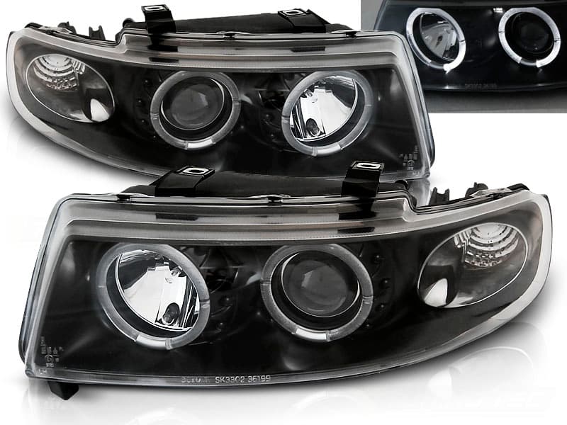 Predné svetlá Seat Toledo Leon 99-04 Angel Eyes Black