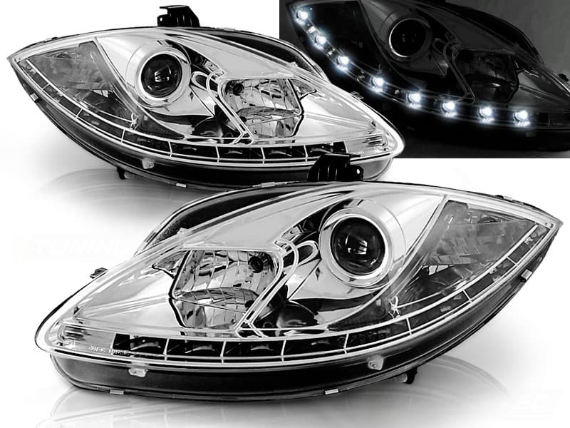 Predné svetlá Seat Leon 09-13 s denným svietením Devil Eyes Chrome