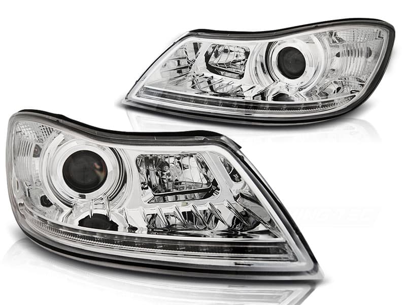 Predné svetlá Škoda Octavia 2 09-12 DRL Chrome