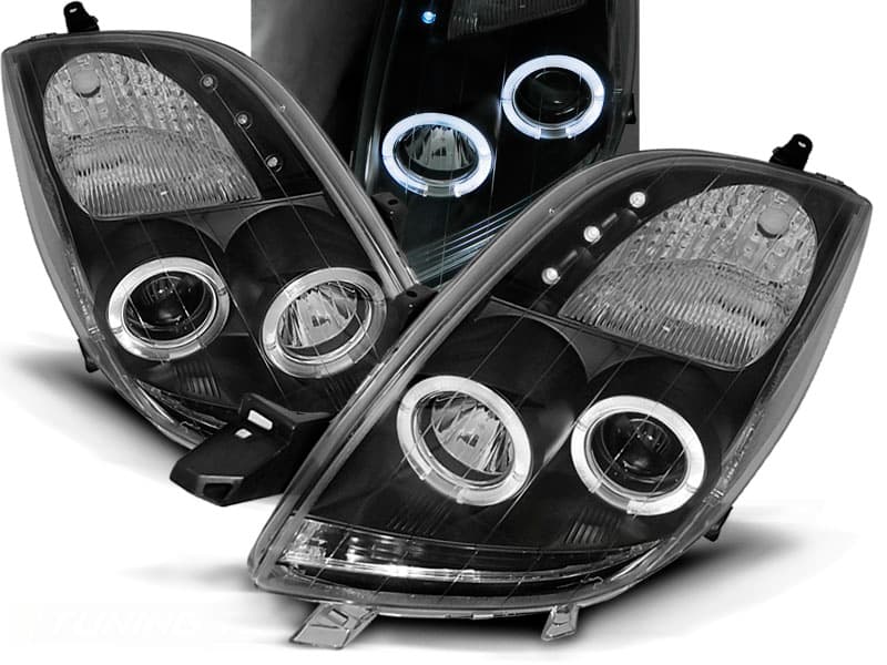 Predné svetlá Toyota Yaris 06-09 Angel Eyes Black